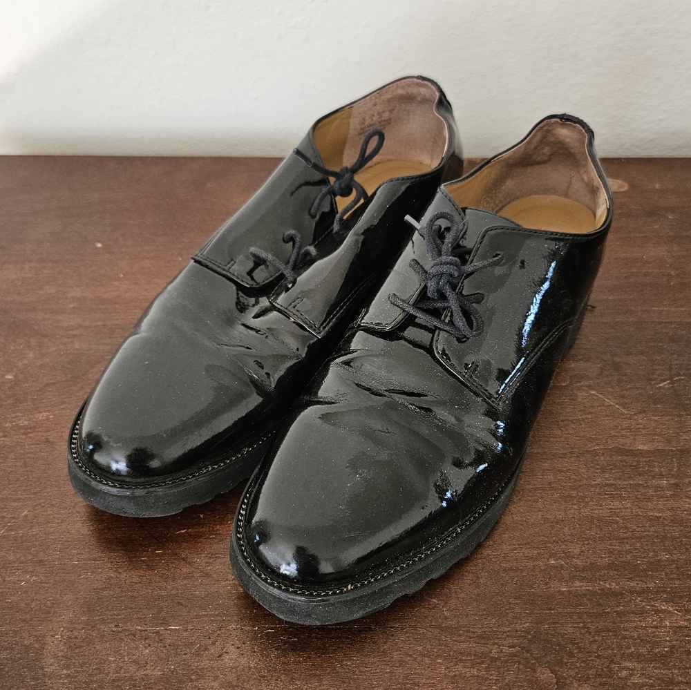 VGUC Franco Sarto Conroe Lug-Sole Oxford In Black Patent Womens 10